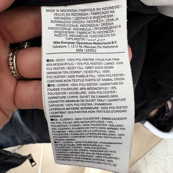 Nike Down Puffer Mid Length Jacket Coat Black Size Medium - Picture 6 of 6